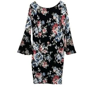 White House Black Market NWT‎ Floral V Neck Sheath Dress L